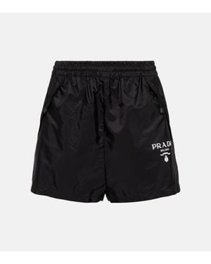 Prada Shorts A Vita Alta - Nero