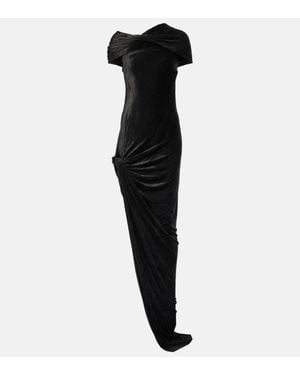 Rick Owens Lola Asymmetric Velvet Gown - Black