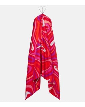 Emilio Pucci Marmo Embellished Halterneck Silk Minidress - Red