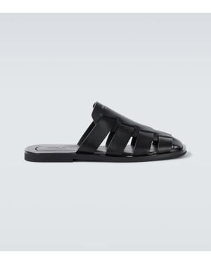 Prada Slippers Aus Leder - Schwarz