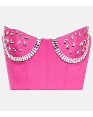 Area Top estilo bustier con cristales - Rosa