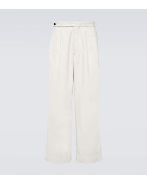 Bode Pantalones Anchos Skunk Tail De Algodon - Blanco