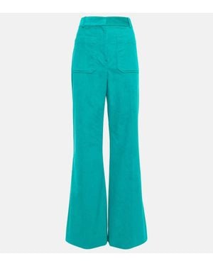 Victoria Beckham Alina Corduroy Wide-leg Trousers - Blue