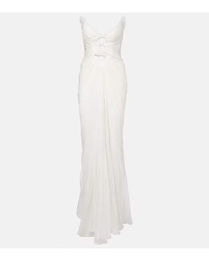 Maria Lucia Hohan Robe Longue De Mariee Cassiopea En Soie - Blanc