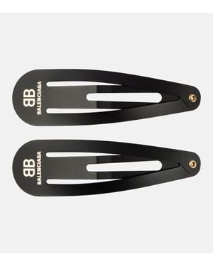 Balenciaga Set De Deux Barrettes Holli Xxl Bb - Noir
