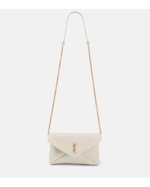 Saint Laurent Clutch Small De Piel - Blanco