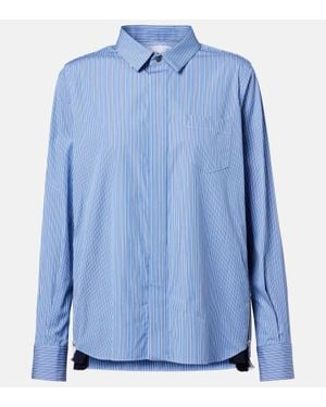 Sacai Hemd Aus Baumwollpopeline - Blau