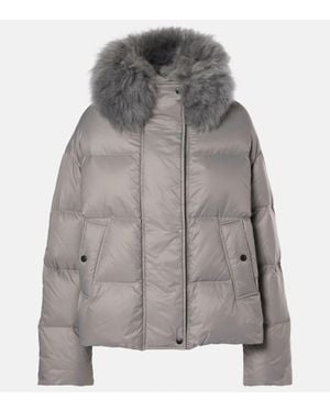 Yves Salomon Shearling-Trimmed Quilted Down Jacket - Gray