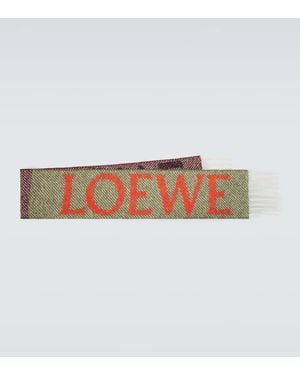 Loewe Fringed Logo Alpaca And Wool-Blend Scarf - Multicolor