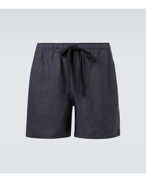 Commas Linen Shorts - Blue