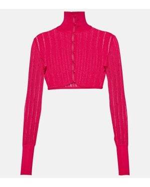 Alaïa Cropped-Cardigan Crinoline - Pink