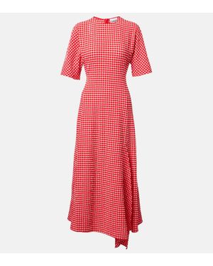 Ganni Seersucker Midi Dress - Red