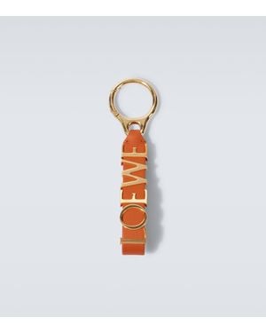 Loewe Logo Leather Bag Charm - White