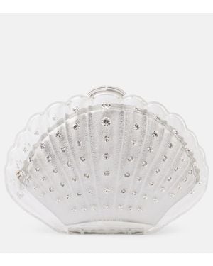 Aquazzura Clutch Crystal Shell Adornado - Blanco