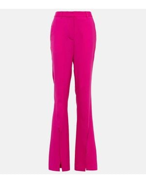 GIUSEPPE DI MORABITO Mid-Rise Flared Wool-Blend Pants - Pink