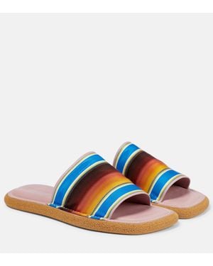 Dries Van Noten Striped Slides - Blue