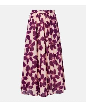 Velvet Jupe Longue Jess En Voile De Coton A Fleurs - Rouge
