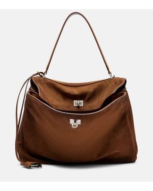 Balenciaga Rodeo Medium Suede Tote Bag - Brown