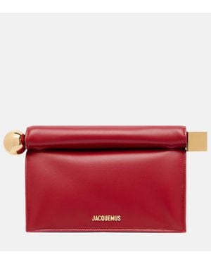 Jacquemus La Pochette Rond Carre Small Leather Clutch - Red