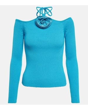 GIUSEPPE DI MORABITO Verziertes Top Aus Rippstrick - Blau