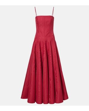 Emilia Wickstead Gracia Pleated Moire Mikado Bustier Dress - Red