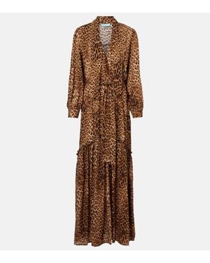 Melissa Odabash Abito Lungo Skylar Con Stampa Leopardata - Marrone