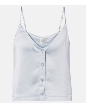 Leset Barb Button Satin Camisole - Blue