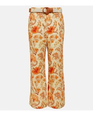 Zimmermann Pantaloni crop a fiori Junie - Arancione