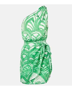 Poupette Bedrucktes One-Shoulder-Minikleid Celie - Grün
