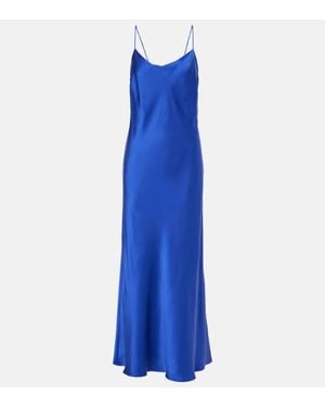 Asceno Lyon Silk Charmeuse Slip Dress - Blue