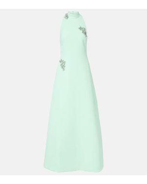 Safiyaa Verzierte Robe Priscilla Aus Crepe - Grün