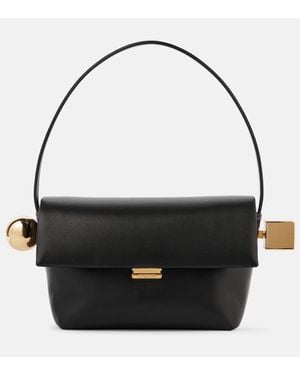 Jacquemus Rond Carre Leather Shoulder Bag - Black