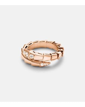 BVLGARI Ring Serpenti Viper Aus 18Kt Gelbgold Mit Diamanten - Weiß