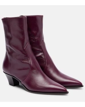 Aquazzura Brunswick 45 Leather Ankle Boots - Purple