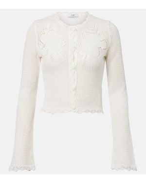 Erdem Bestickter Cardigan Aus Baumwolle - Weiß