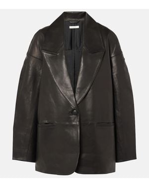 The Sei Slouchy Leather Blazer - Black