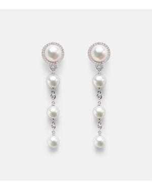 Mikimoto 18Kt Earrings With Pearls And Diamonds - White