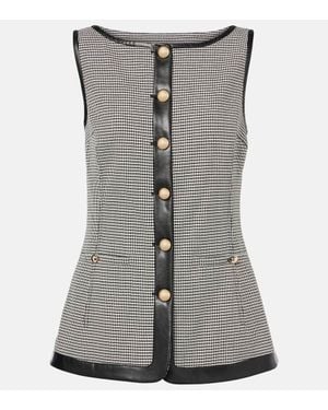 Jonathan Simkhai Cressida Checked Faux Leather-Trimmed Vest - Gray