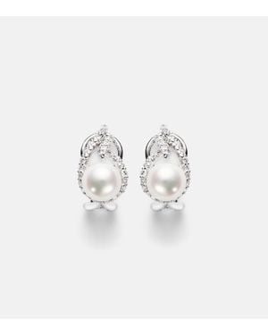Mikimoto 18Kt Earrings With Pearls And Diamonds - White