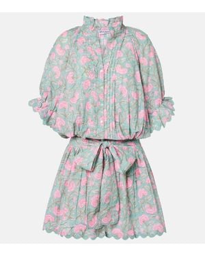 Juliet Dunn Floral Cotton Minidress - Blue