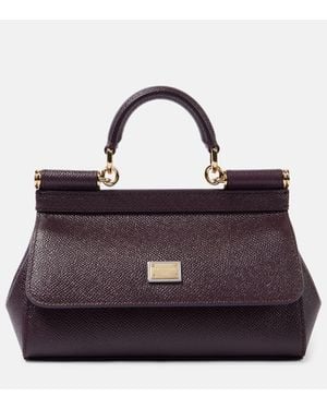 Dolce & Gabbana Sicily Small Leather Tote Bag - Purple