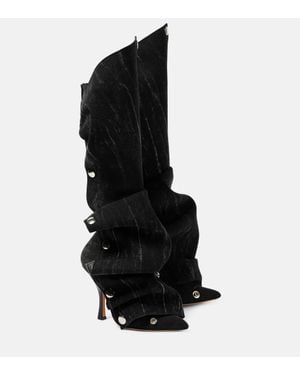 Y. Project Snap Denim Knee-High Boots - Black