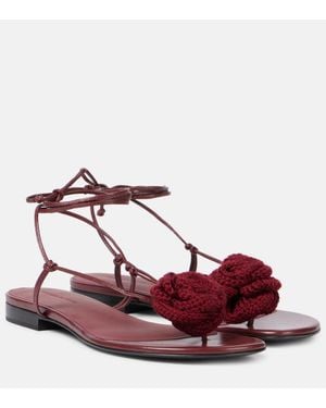 Magda Butrym Floral-Applique Leather Sandals - Red