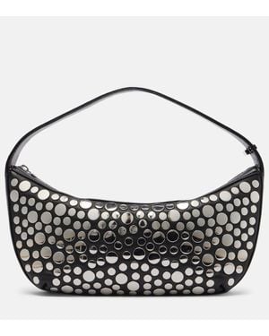 STAUD Demy Small Studded Leather Shoulder Bag - Black