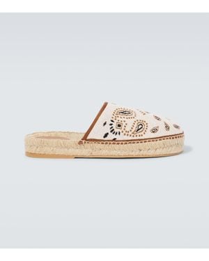 Alanui Bandana Canvas Jacquard Espadrille Slides - White