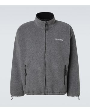 Miu Miu Sudadera De Forro Polar Con Logo - Gris
