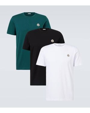 Moncler Set Aus Drei T-Shirts Aus Baumwoll-Jersey - Grün