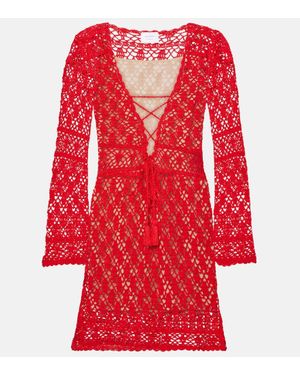 Anna Kosturova Robe Bianca En Crochet - Rouge