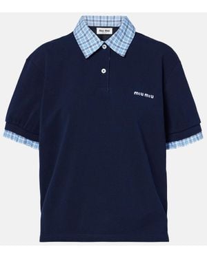 Miu Miu Polohemd Aus Baumwoll-Pique Und Jersey - Blau