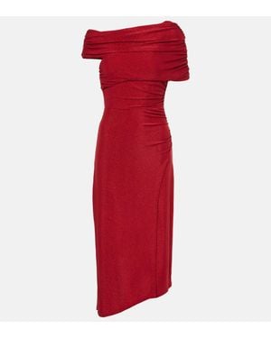 Diane von Furstenberg Agustin Lame Midi Dress - Red